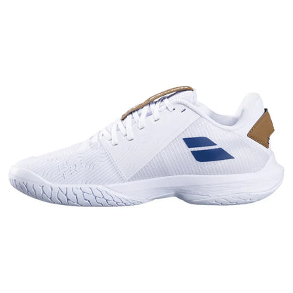 Men`s Jet Tere 2 Wimbledon Tennis Shoes White and Blue Navy BABOLAT