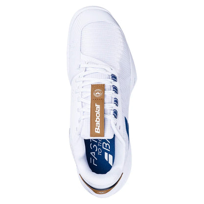 Men`s Jet Tere 2 Wimbledon Tennis Shoes White and Blue Navy BABOLAT
