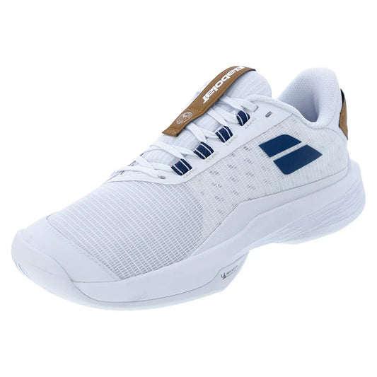 Men`s Jet Tere 2 Wimbledon Tennis Shoes White and Blue Navy BABOLAT 6.5 White
