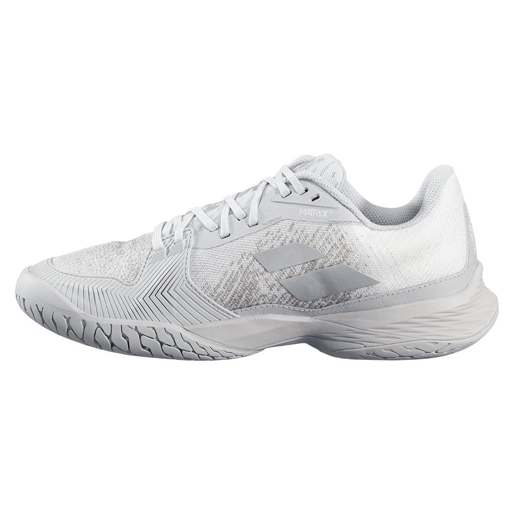 Women`s Jet Mach 3 Tennis Shoes White and Grey BABOLAT