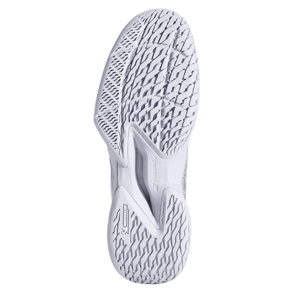 Women`s Jet Mach 3 Tennis Shoes White and Grey BABOLAT