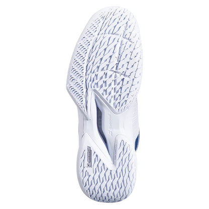 Women`s Jet Tere 2 Wimbledon Tennis Shoes White and Blue Navy BABOLAT