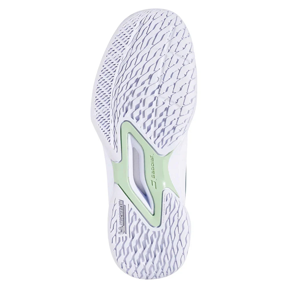 Juniors` Propulse Tennis Shoes White and Dark Green BABOLAT