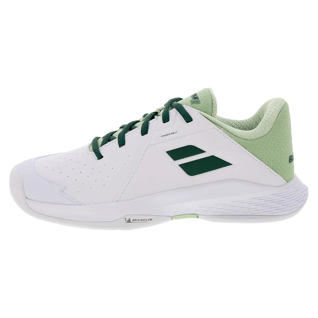Juniors` Propulse Tennis Shoes White and Dark Green BABOLAT