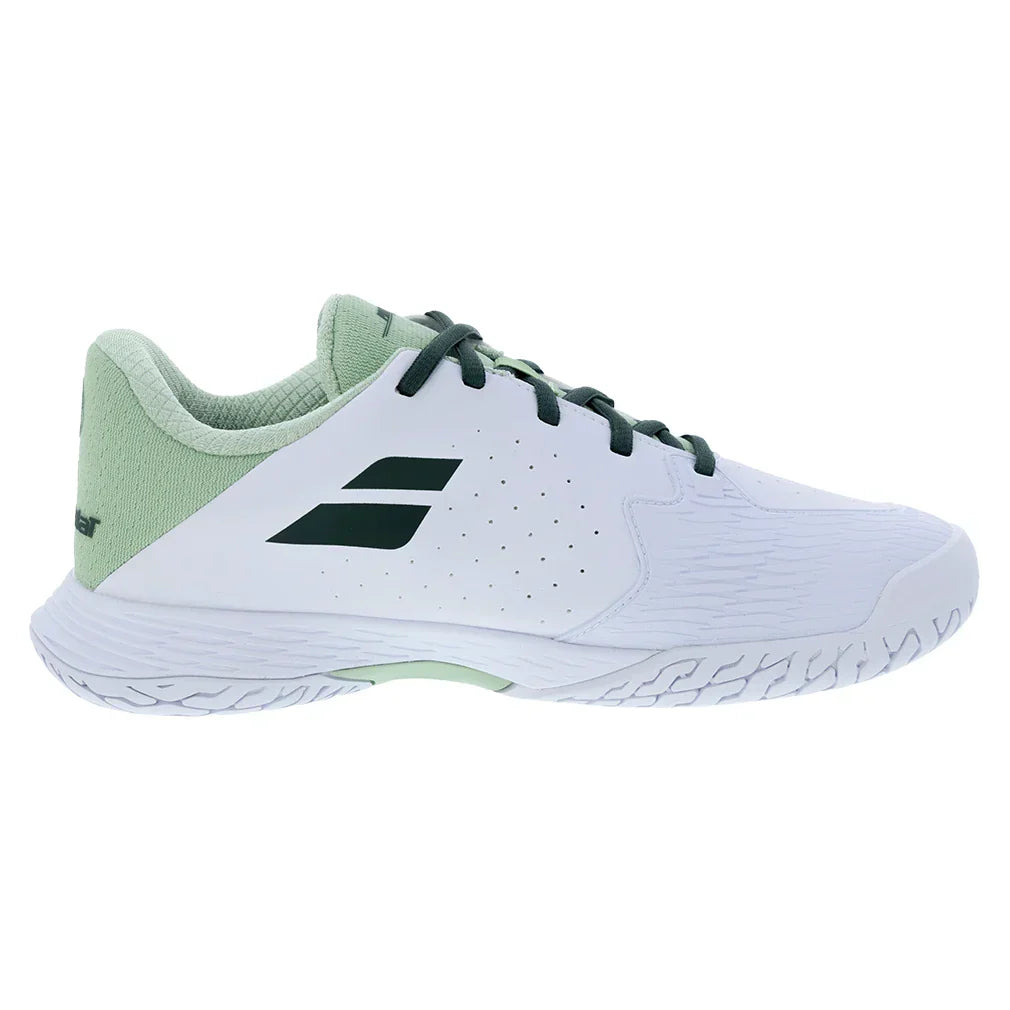 Juniors` Propulse Tennis Shoes White and Dark Green BABOLAT
