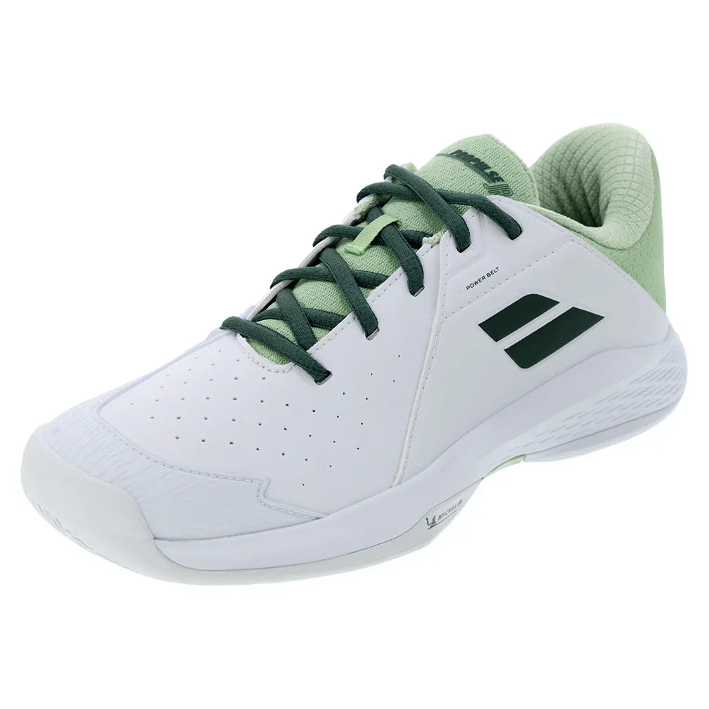 Juniors` Propulse Tennis Shoes White and Dark Green BABOLAT 1Y White