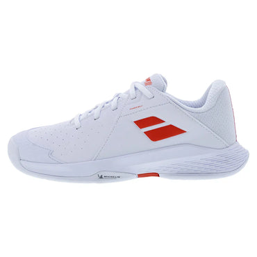 Juniors` Propulse 3 Tennis Shoes White and Coral BABOLAT