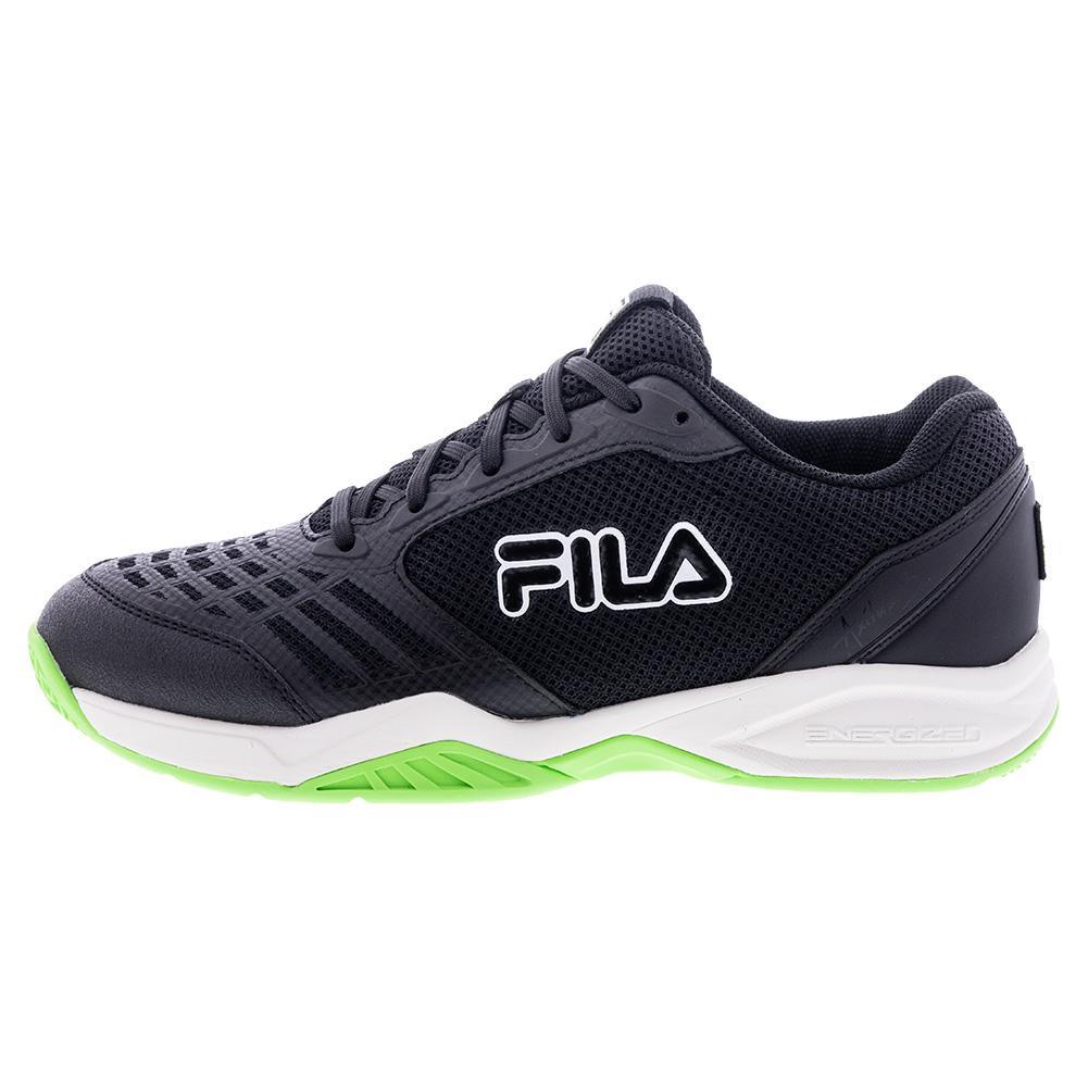 Juniors' Axilus 3 Tennis Shoes Black and Green Gecko TOP TENNIS SHOES FILA