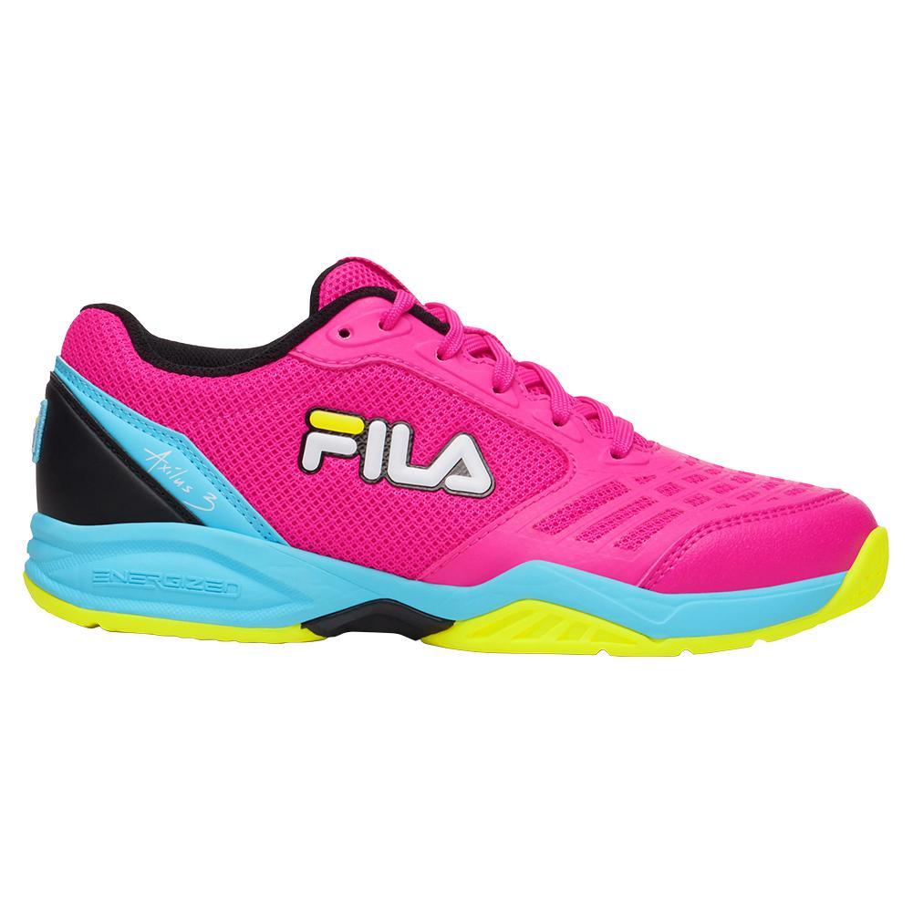 Juniors` Axilus 3 Tennis Shoes Pink Glo and Bluefish Super Sale FILA