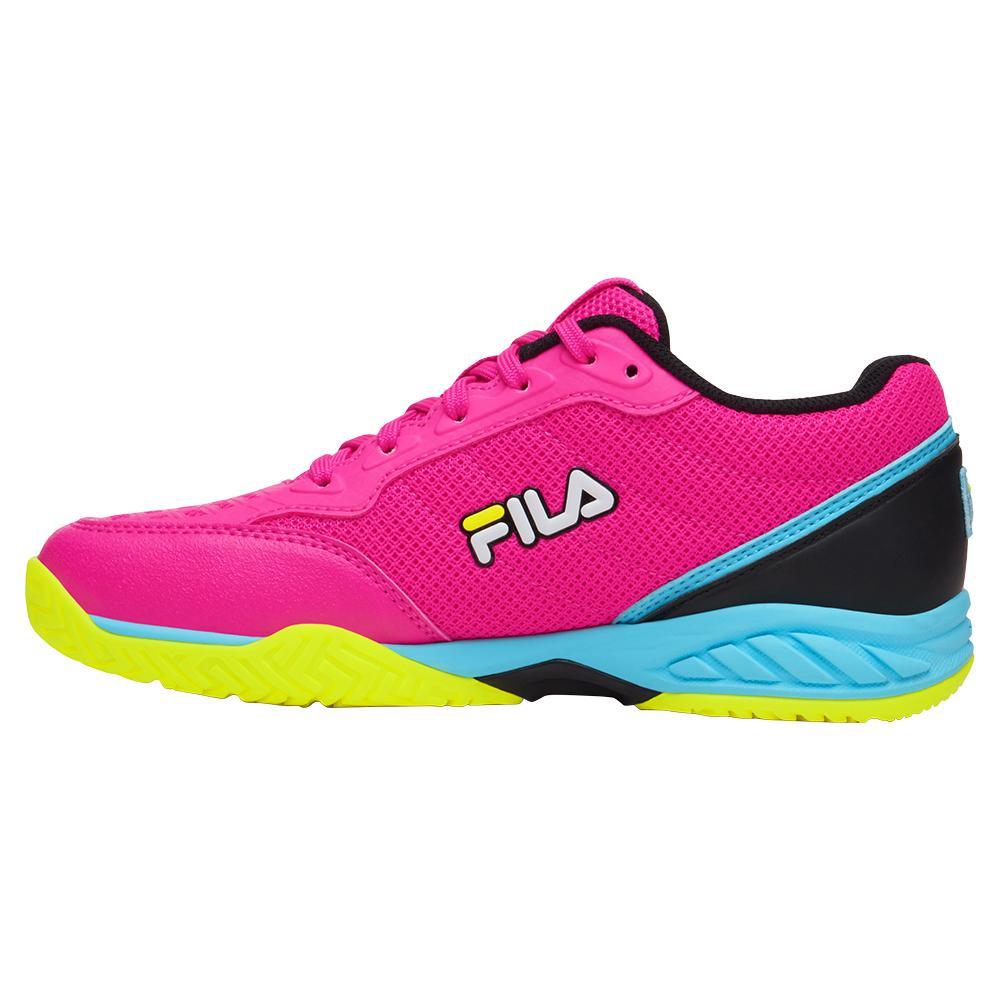 Juniors` Axilus 3 Tennis Shoes Pink Glo and Bluefish Super Sale FILA