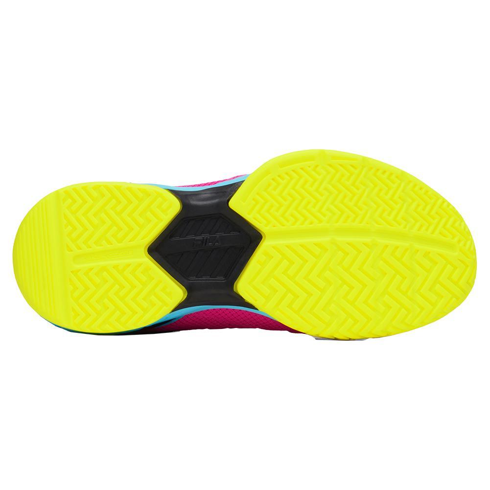 Juniors` Axilus 3 Tennis Shoes Pink Glo and Bluefish Super Sale FILA