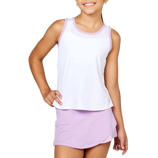 Girls Racerback Tennis Tank White and Lavender SOFIBELLA XS White