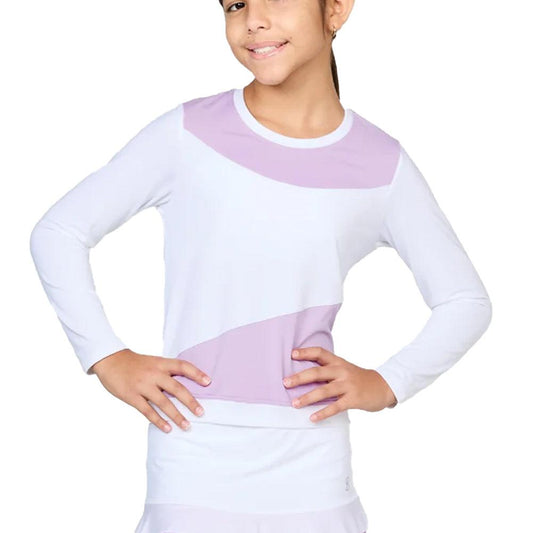Girls Tennis Pullover White and Lavender SOFIBELLA XS White