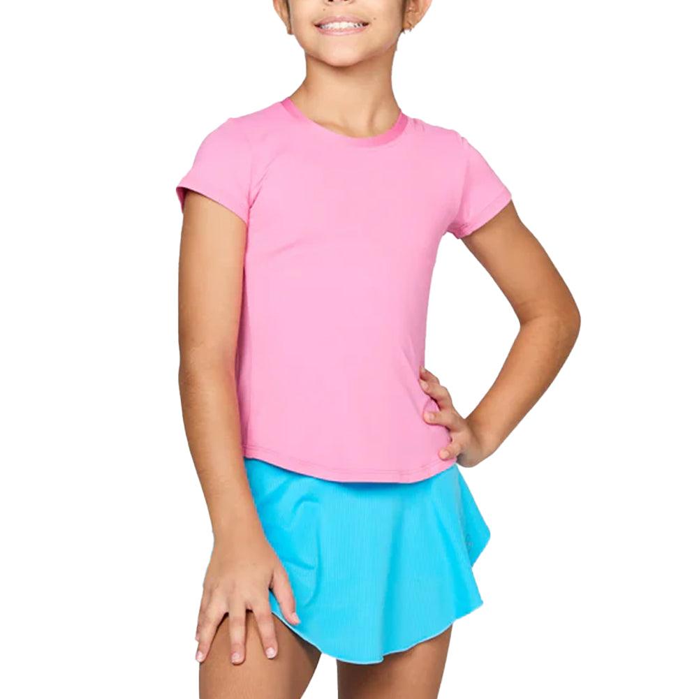 Girls' UV Short Sleeve Tennis Top SOFIBELLA XS ROSA