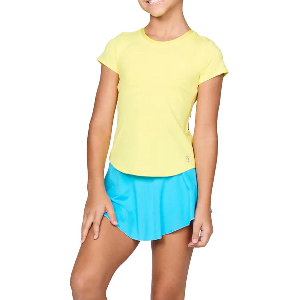 Girls' UV Short Sleeve Tennis Top SOFIBELLA XS SUNSHINE