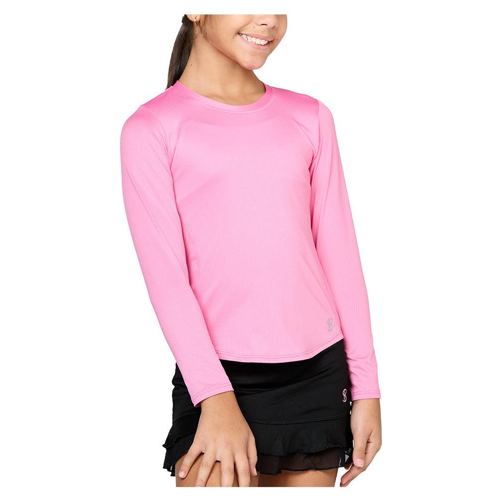 Girls' Long Sleeve Tennis Top Girls Apparel SOFIBELLA MEDIUM ROSA