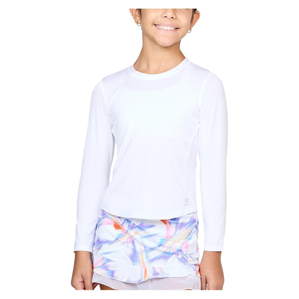 Girls' Long Sleeve Tennis Top Girls Apparel SOFIBELLA XS White