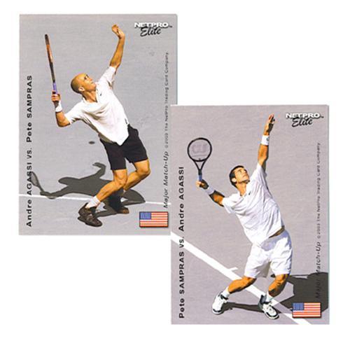 Andre Agassi vs Pete Sampras Major Match Up Tennis Collector Card Shop By Player NETPRO Gray