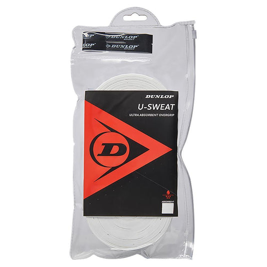 U Sweat 30 Pack Tennis Overgrip White Grips DUNLOP White
