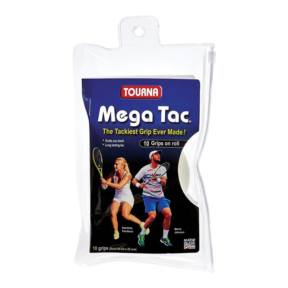 Mega Tac 10 Pack Tennis Overgrip Grips TOURNA White