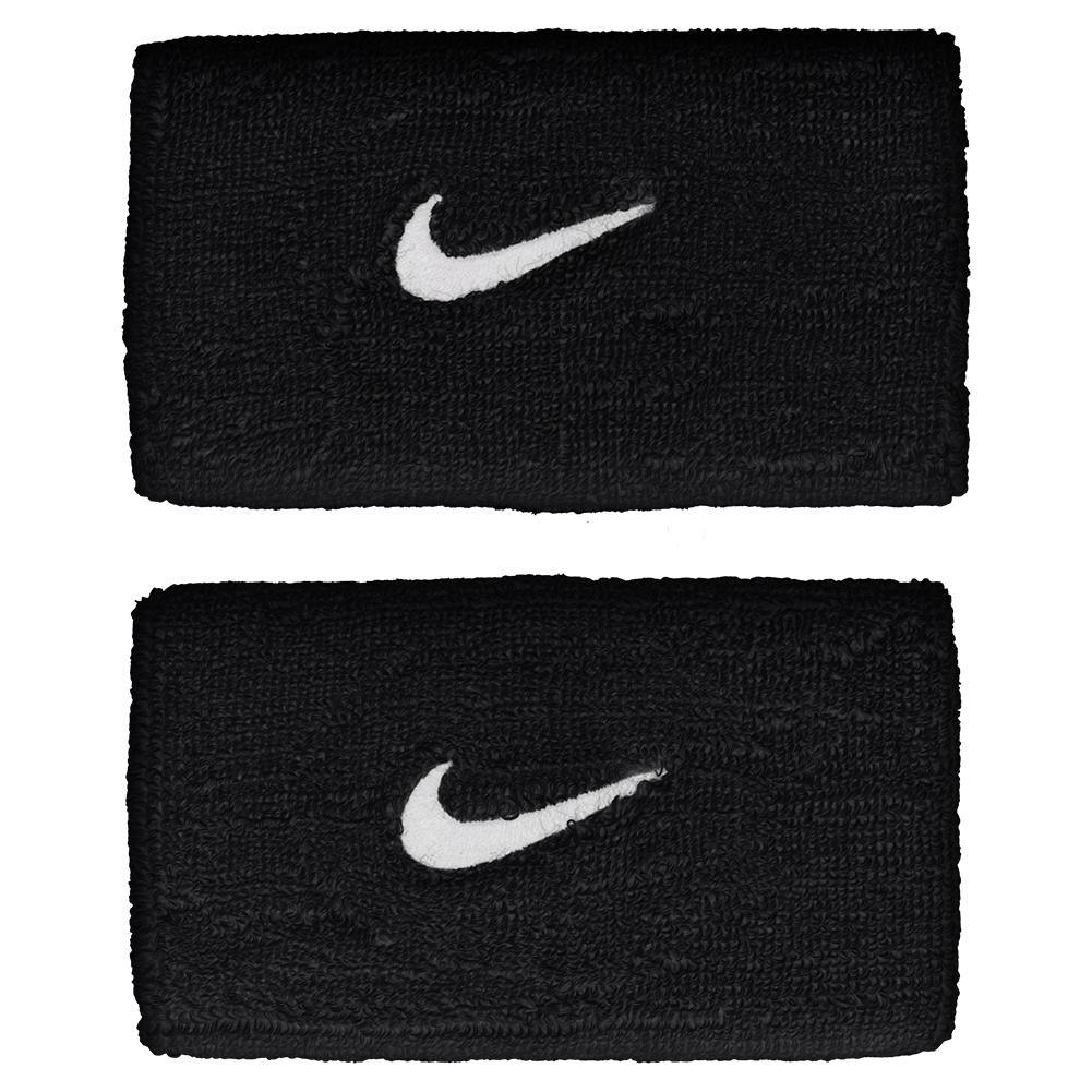 Swoosh Doublewide Tennis Wristbands WOMENS APPAREL NIKE Black