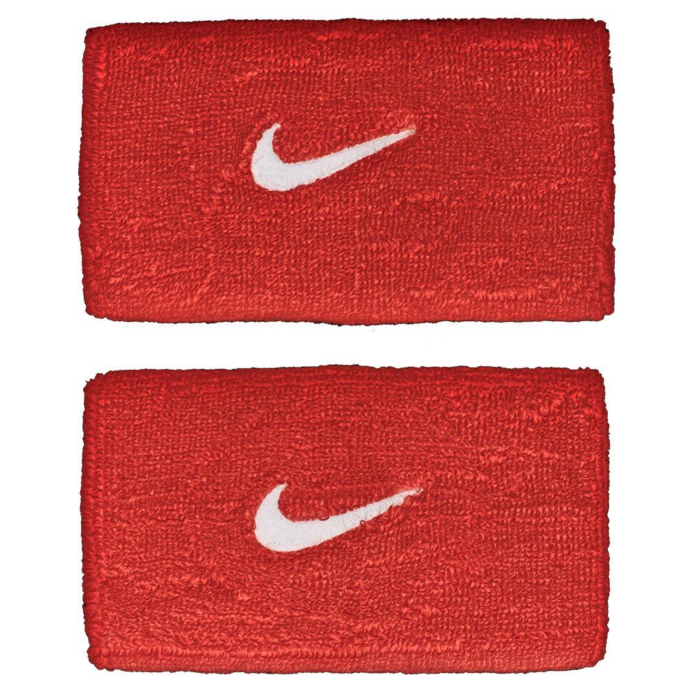 Swoosh Doublewide Tennis Wristbands WOMENS APPAREL NIKE Red