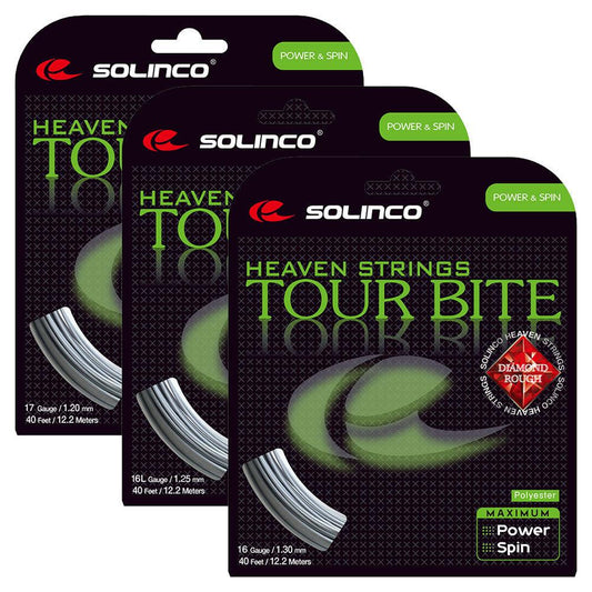 Tour Bite Diamond Rough Tennis String Silver Tournament Gear SOLINCO 16