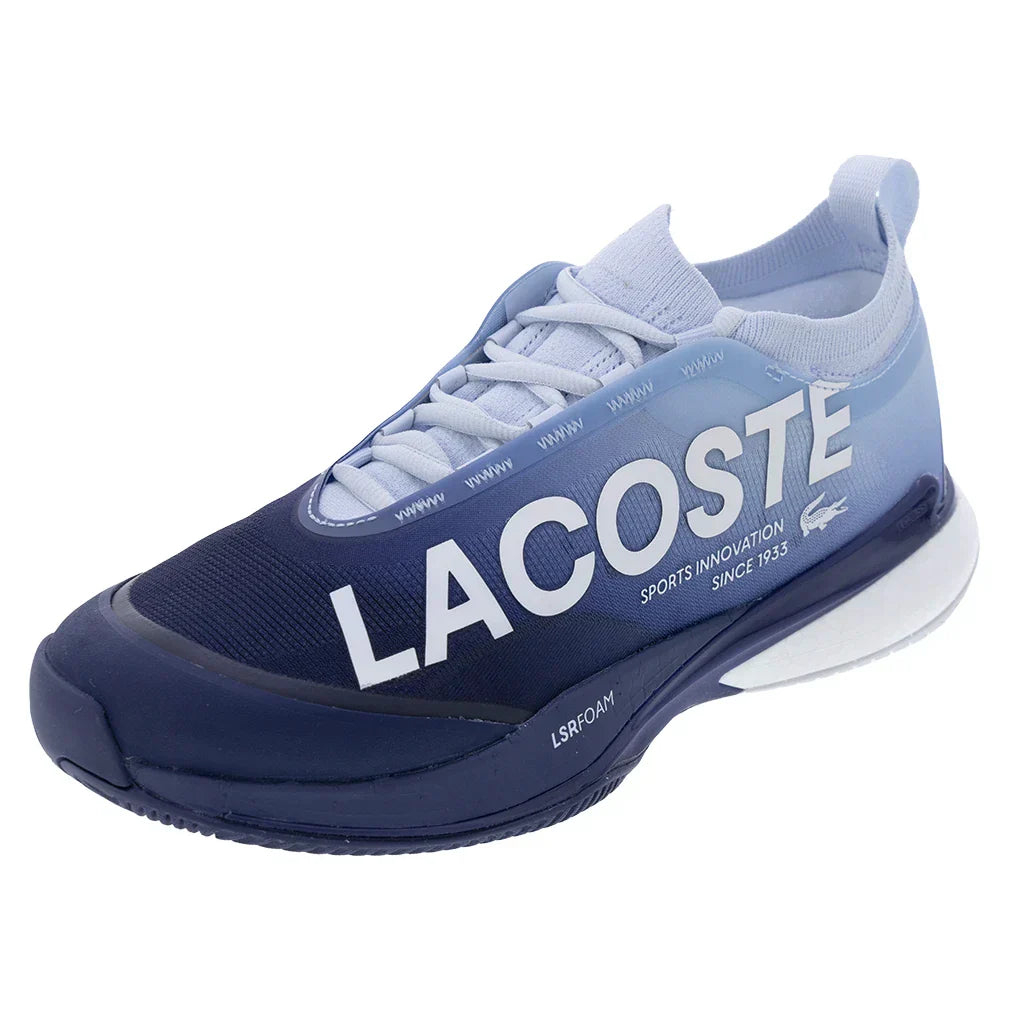 Women`s AG-LT25 Lite Tennis Shoes Light Blue and Dark Blue LACOSTE 5.5 Blue