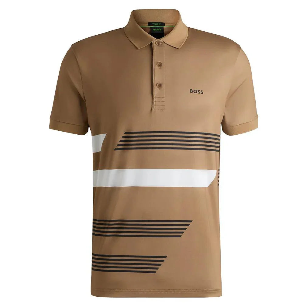 Men`s Paddy Tape Print Tennis Polo HUGO BOSS S Beige