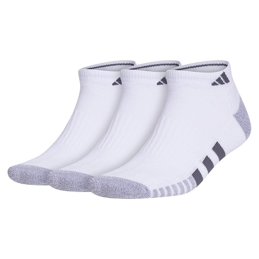Men`s Cushioned 3.0 3 Pack Low Cut Tennis Socks White and Onix Grey SOCKS ADIDAS White L