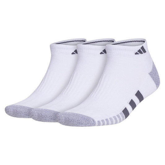 Men`s Cushioned 3.0 3 Pack Low Cut Tennis Socks White and Onix Grey SOCKS ADIDAS White L