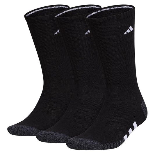 Men`s Cushioned 3.0 3 Pack Crew Tennis Socks Black and White SOCKS ADIDAS Black L