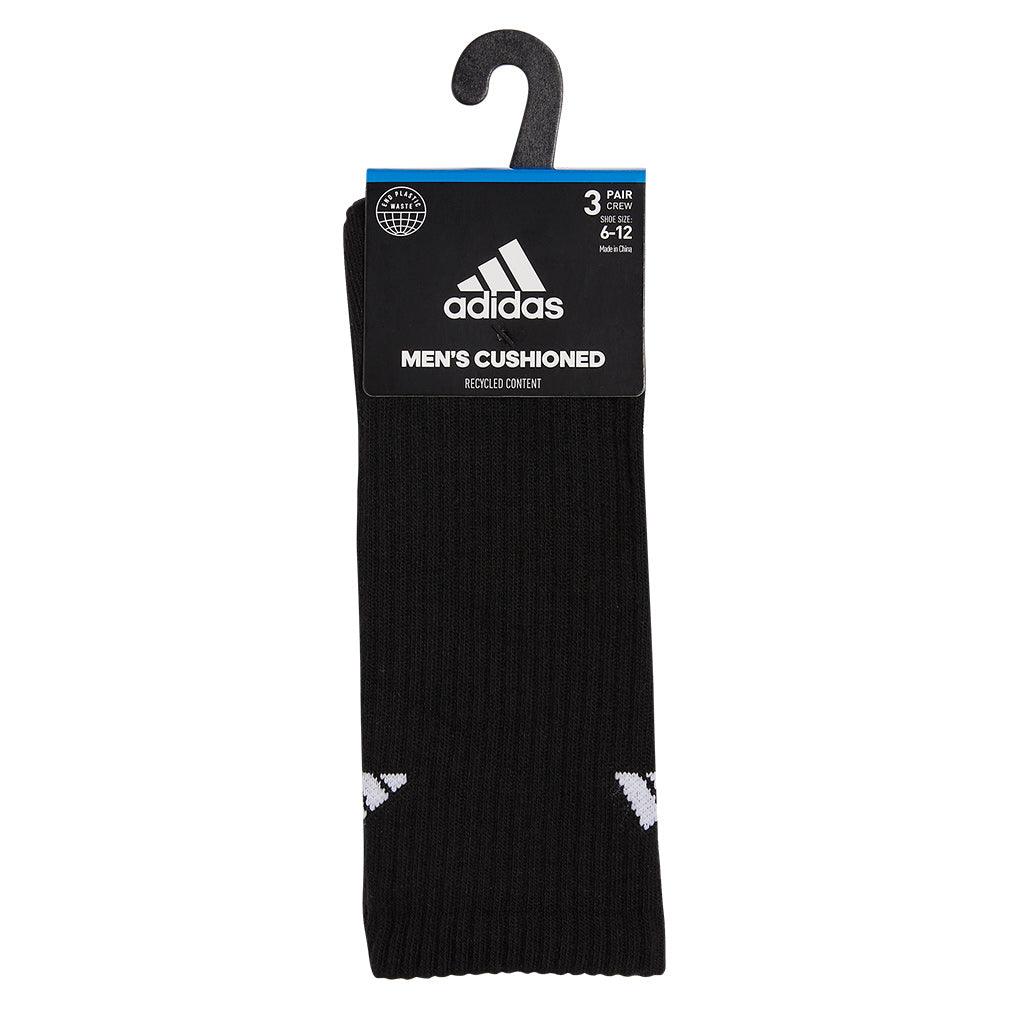 Men`s Cushioned 3.0 3 Pack Crew Tennis Socks Black and White SOCKS ADIDAS