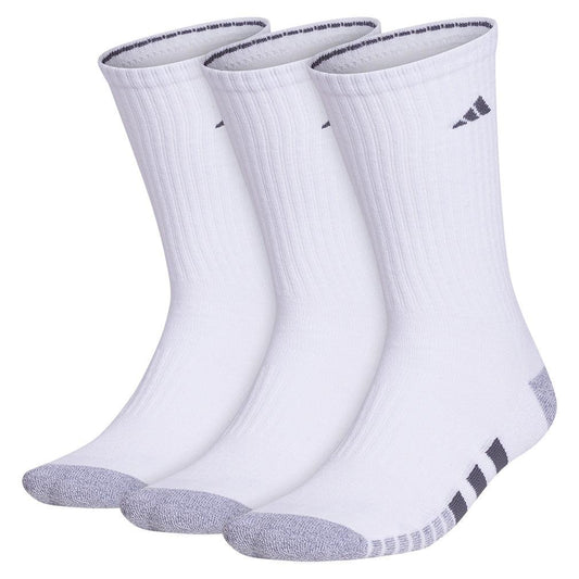 Men`s Cushioned 3.0 3 Pack Crew Tennis Socks White and Onix Grey SOCKS ADIDAS White XL