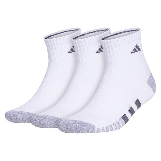 Men`s Cushioned 3.0 3 Pack Quarter Tennis Socks White and Onix Grey ADIDAS White XL