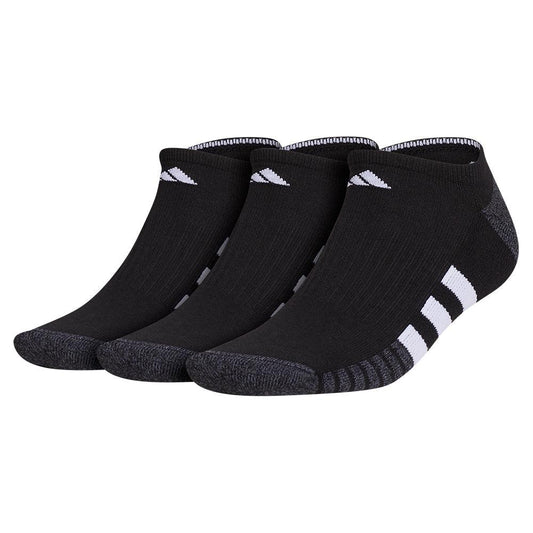 Men`s Cushioned 3.0 3 Pack No Show Tennis Socks Black and White SOCKS ADIDAS Black L