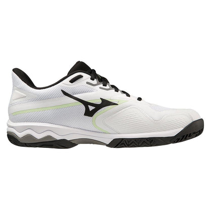 Men's Wave Exceed Light 2 AC Tennis Shoes White and Metallic Grey Top Tennis Shoes MIZUNO
