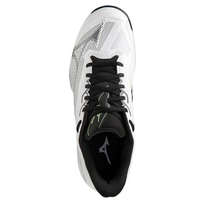 Men's Wave Exceed Light 2 AC Tennis Shoes White and Metallic Grey Top Tennis Shoes MIZUNO