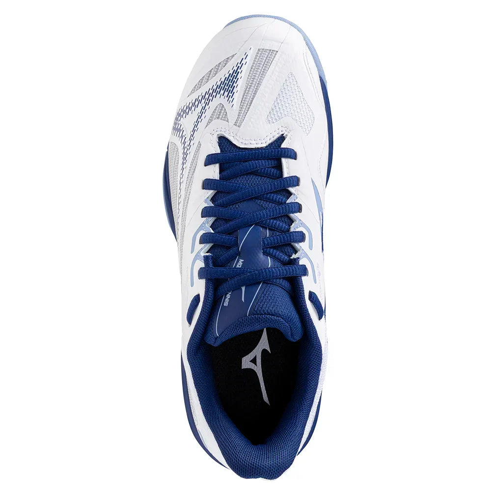 Women`s Wave Exceed Light 2 Tennis Shoes Bel Air Blue and White MIZUNO