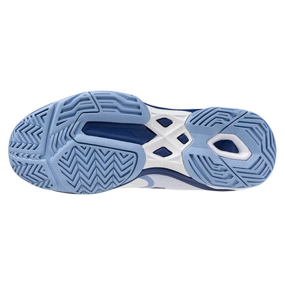 Women`s Wave Exceed Light 2 Tennis Shoes Bel Air Blue and White MIZUNO