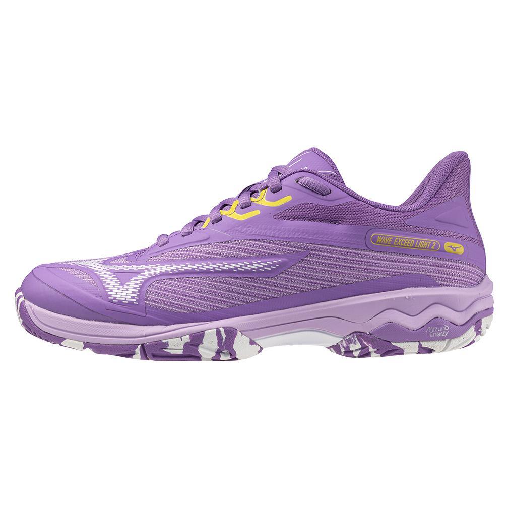 Womens Wave Exceed Light 2 AC Tennis Shoes Bellflower and White Womens Shoes MIZUNO