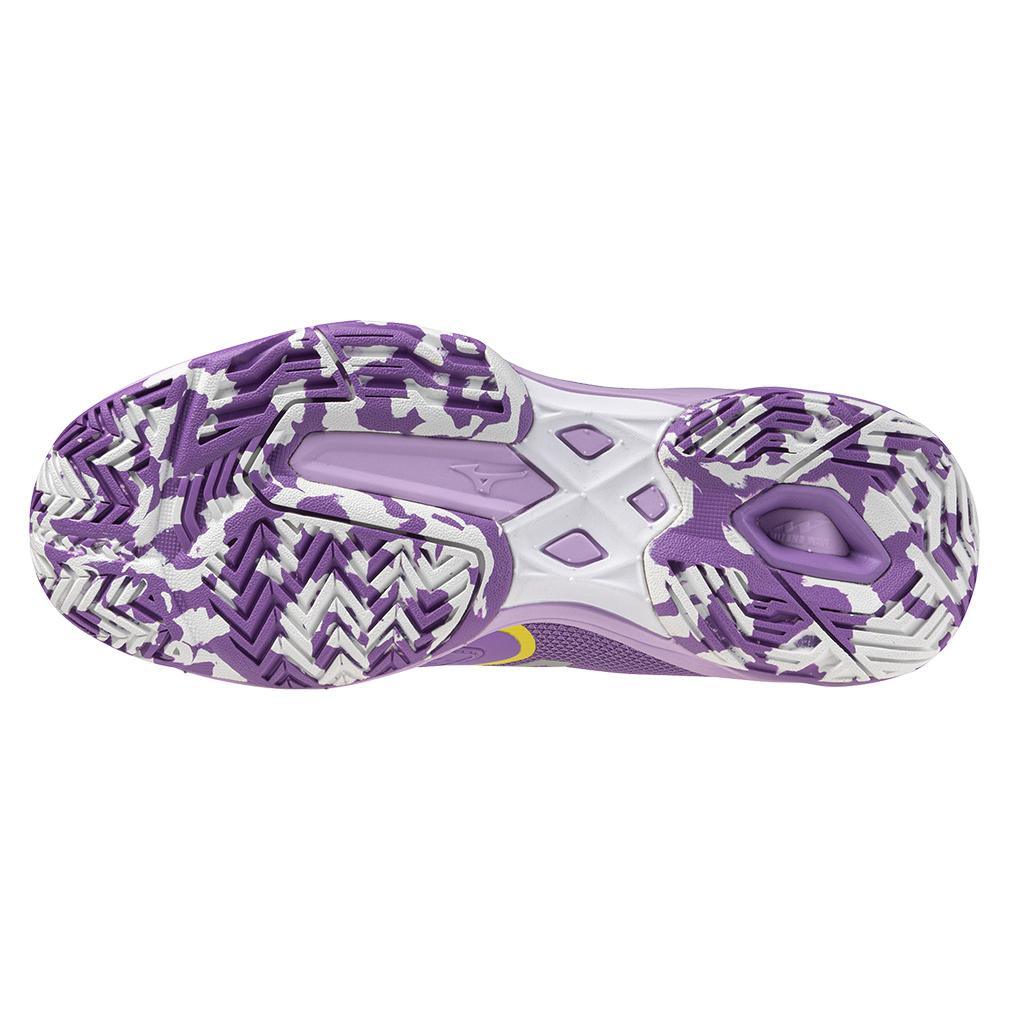 Womens Wave Exceed Light 2 AC Tennis Shoes Bellflower and White Womens Shoes MIZUNO
