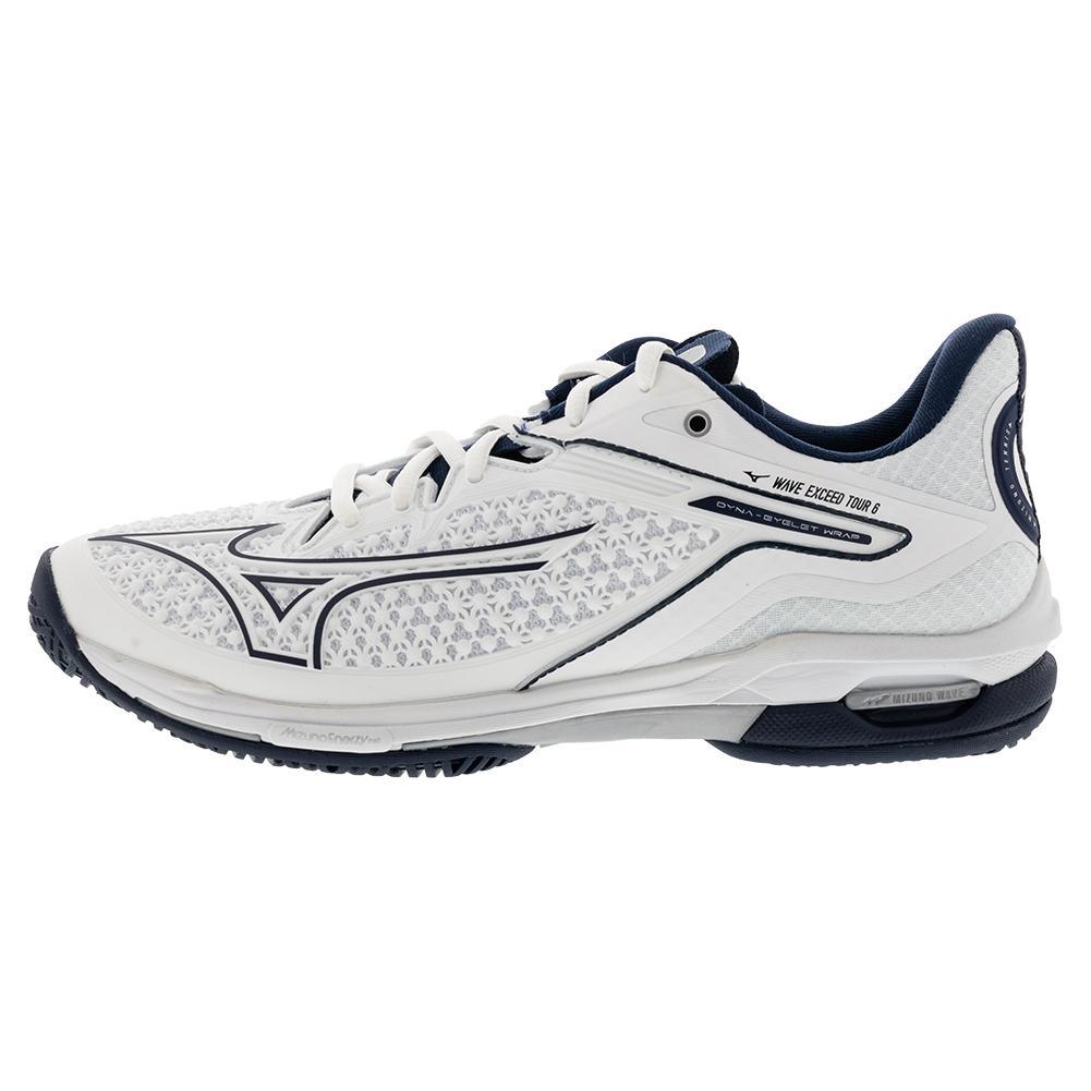 Men's Wave Exceed Tour 6 AC Tennis Shoes White and Dress Blue Tournament Gear MIZUNO 7.5