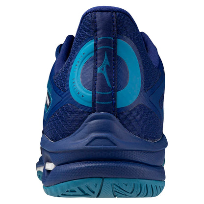 Men`s Wave Exceed Tour 6 Tennis Shoes Bellwether Blue and White MIZUNO