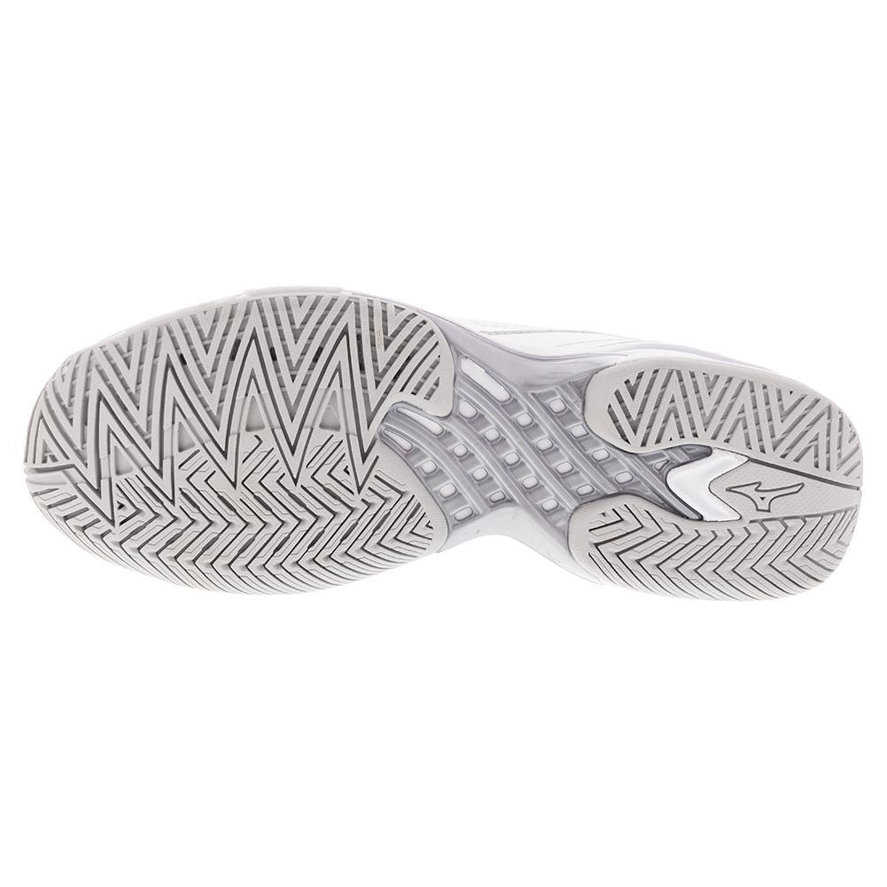 Women's Wave Exceed Tour 6 AC Tennis Shoes White and Silver Womens Shoes MIZUNO 6.5