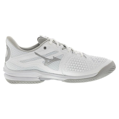 Women's Wave Exceed Tour 6 AC Tennis Shoes White and Silver Womens Shoes MIZUNO