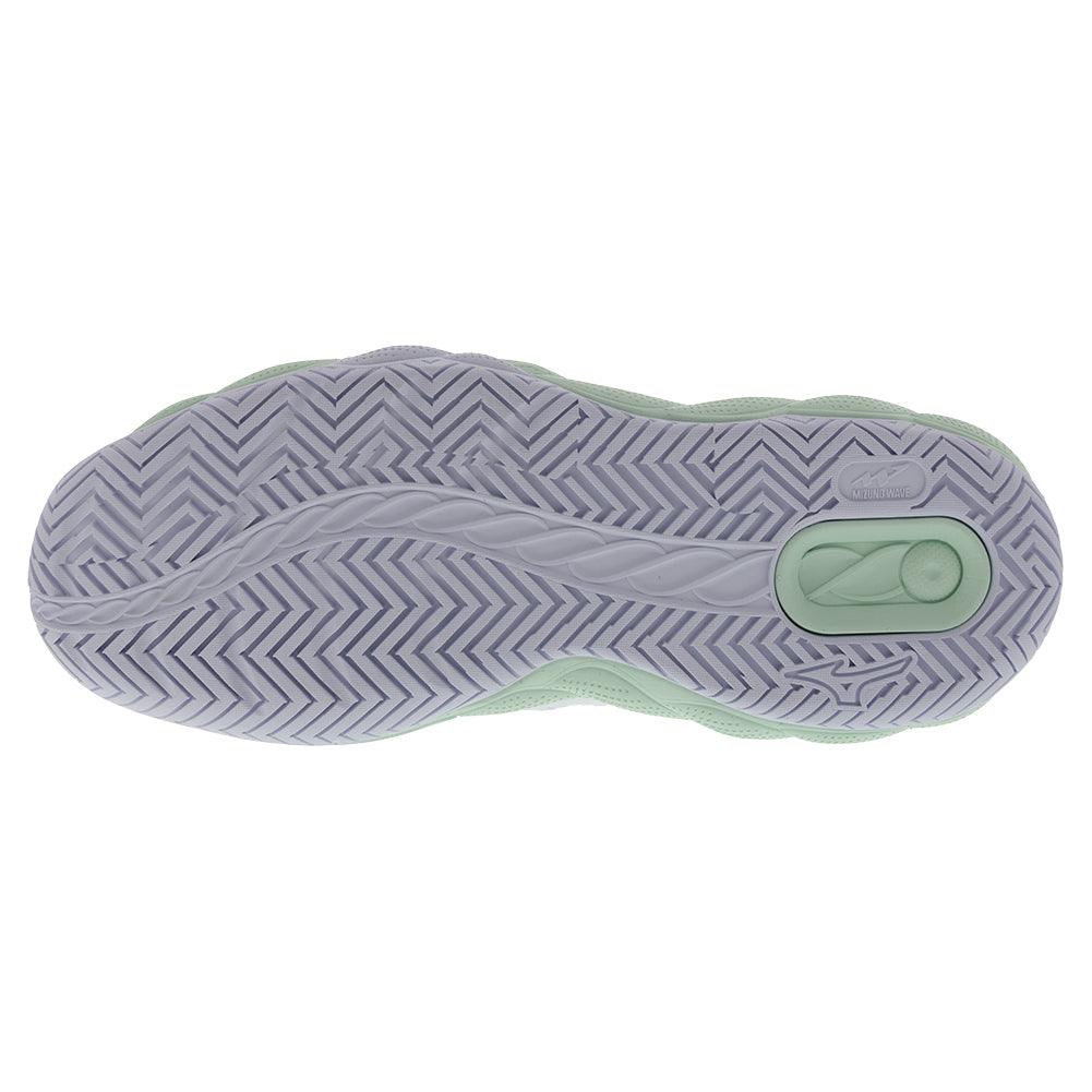 Women`s Wave Enforce Court Tennis Shoes White and Frontier Blue MIZUNO