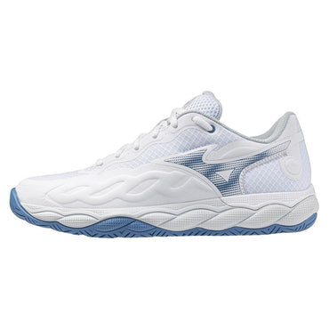 Womens Wave Enforce Court AC Tennis Shoes White and Parisian Blue WOMENS SHOES MIZUNO 6.5