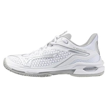 Womens Wave Exceed Tour 6 Clay Tennis Shoes White and Silver Womens Shoes MIZUNO