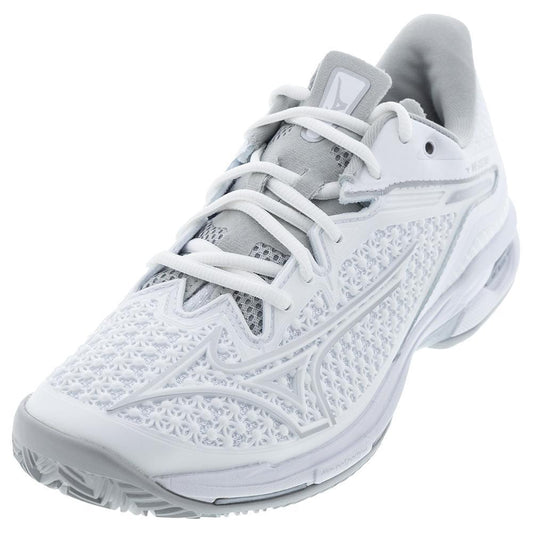 Womens Wave Exceed Tour 6 Clay Tennis Shoes White and Silver Womens Shoes MIZUNO 6.5